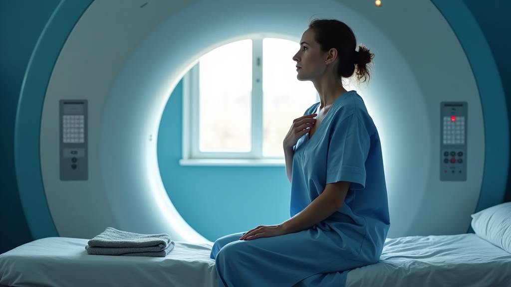 Technicien radio installant un patient pour un examen IRM