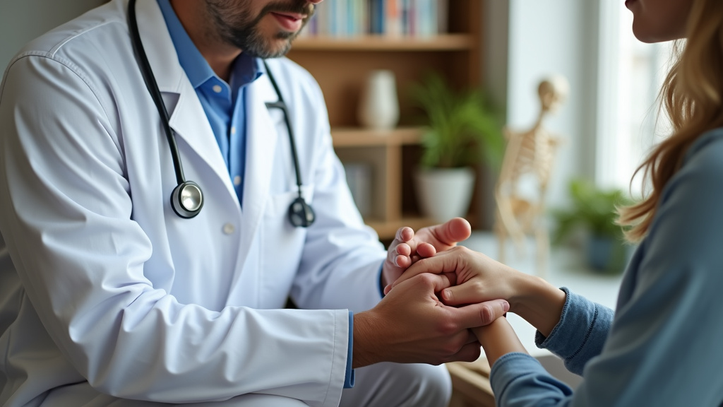 Rhumatologue effectuant une échographie articulaire sur un patient