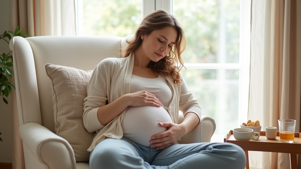 Illustration des différents remèdes naturels contre les nausées de grossesse (gingembre, acupression, alimentation)