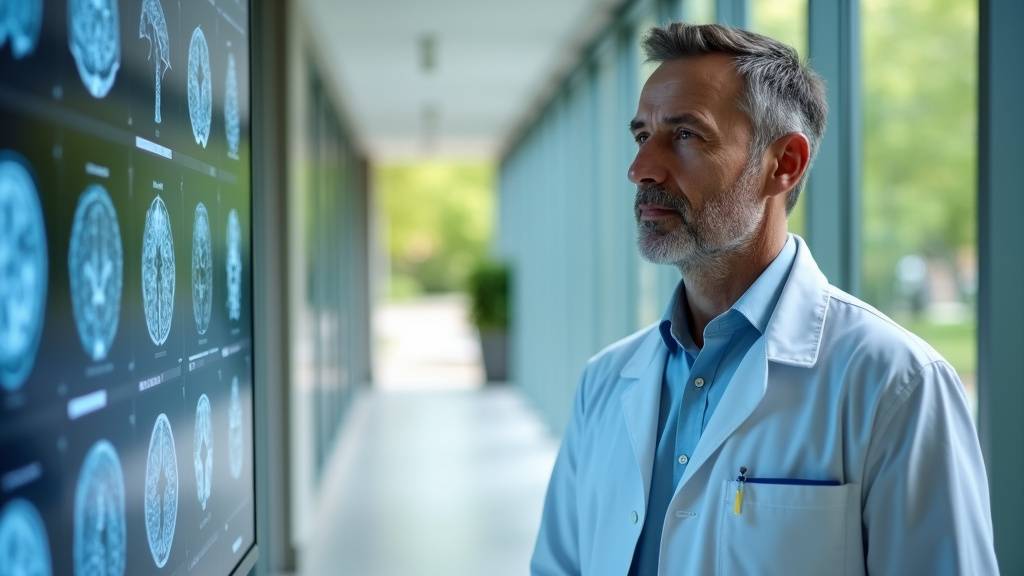 Neurologue lors d'un examen médical avec un patient