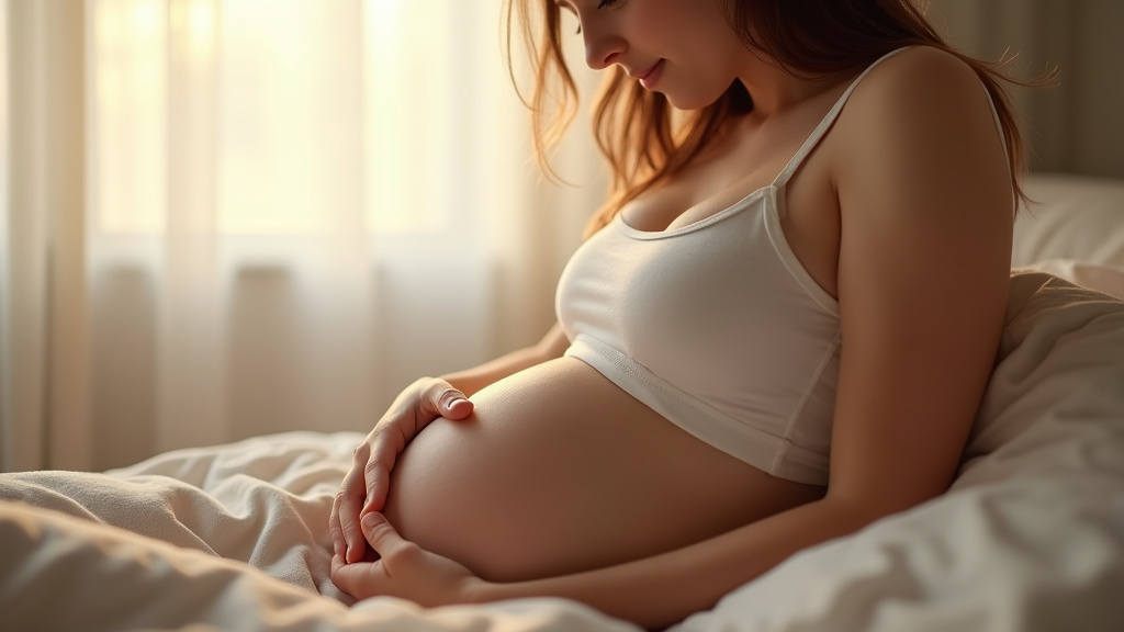 Femme tenant un test de grossesse positif avec expression de surprise heureuse