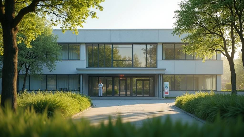 Centre Hospitalier de Jonzac - bâtiment principal avec entrée principale